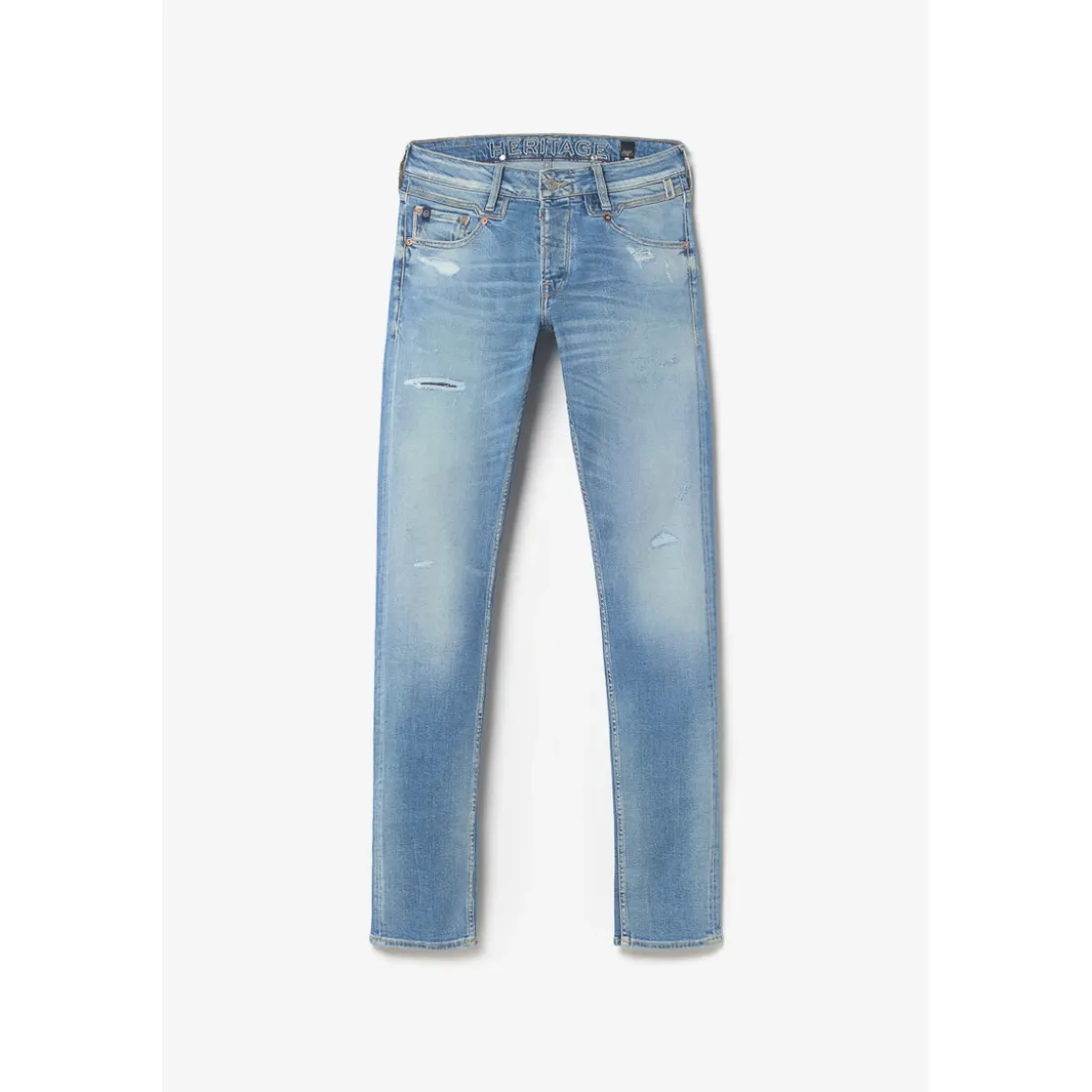 Le Temps des CerisesJeans ajusté stretch 700/11, longueur 34 bleu en coton Leo
