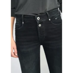 Le Temps des CerisesJeans Basic 400/18 mom taille haute 7/8ème bleu-noir N°1 en coton