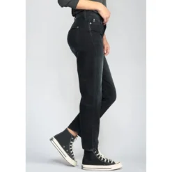 Le Temps des CerisesJeans Basic 400/18 mom taille haute 7/8ème bleu-noir N°1 en coton