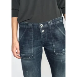 Le Temps des CerisesJeans Cara 200/43 boyfitdestroy bleu-noir N°2 en coton