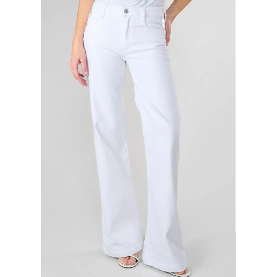 Le Temps des CerisesJeans flare, très évasé PULP high flare, longueur 34 blanc en coton