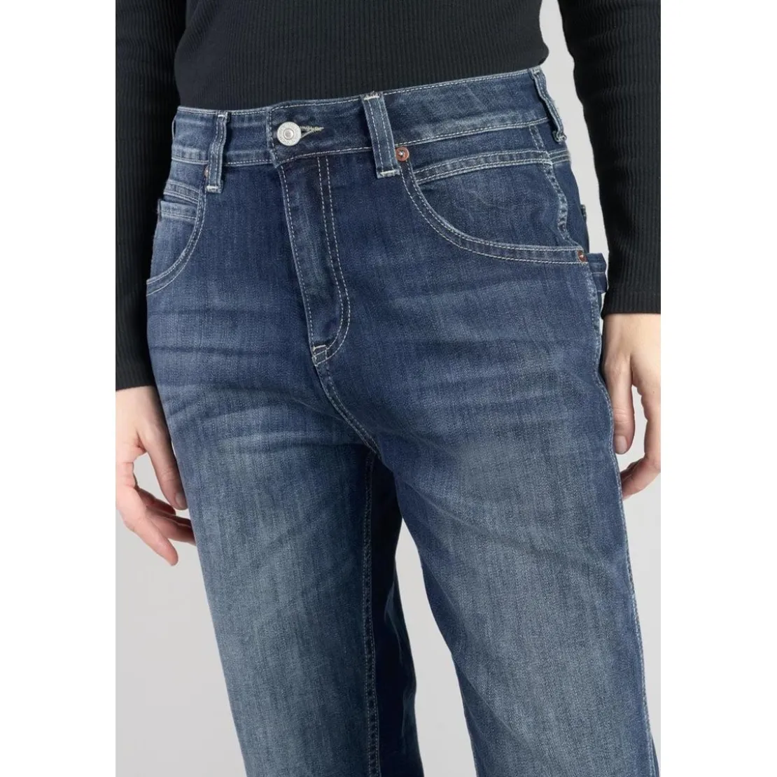 Le Temps des CerisesJeans loose, large 400/60 girlfriend, longueur 34 bleu en coton Ruth