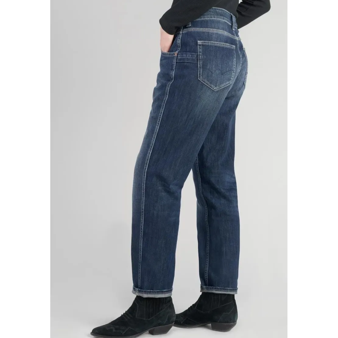 Le Temps des CerisesJeans loose, large 400/60 girlfriend, longueur 34 bleu en coton Ruth