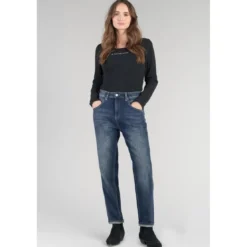 Le Temps des CerisesJeans loose, large 400/60 girlfriend, longueur 34 bleu en coton Ruth