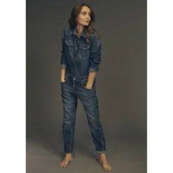 Le Temps des CerisesJeans loose, large 400/60 girlfriend, longueur 34 bleu en coton Ruth
