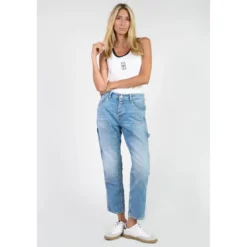 Le Temps des CerisesJeans loose, large 400/60 girlfriend taille haute, 7/8ème bleu Rose