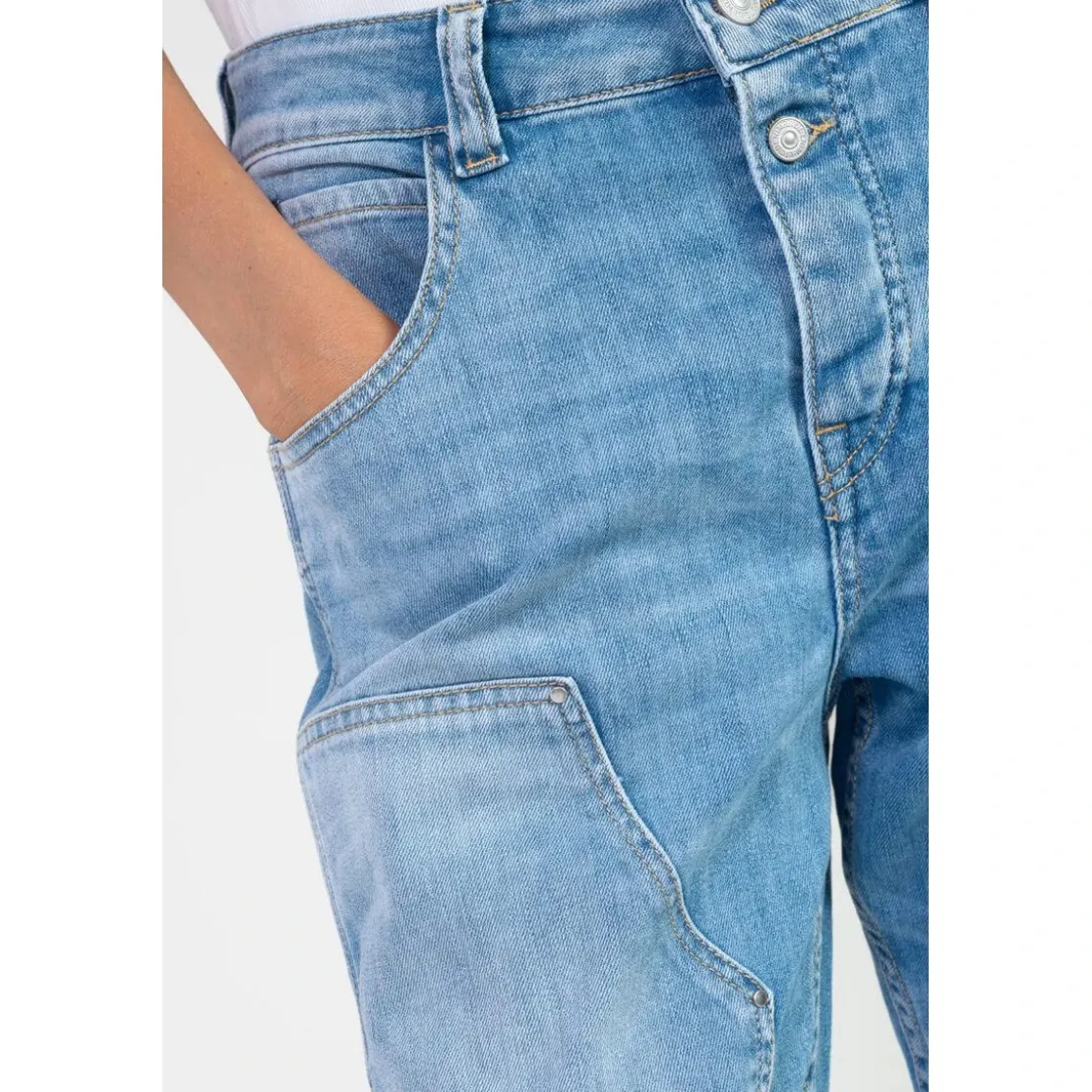 Le Temps des CerisesJeans loose, large 400/60 girlfriend taille haute, 7/8ème bleu Rose