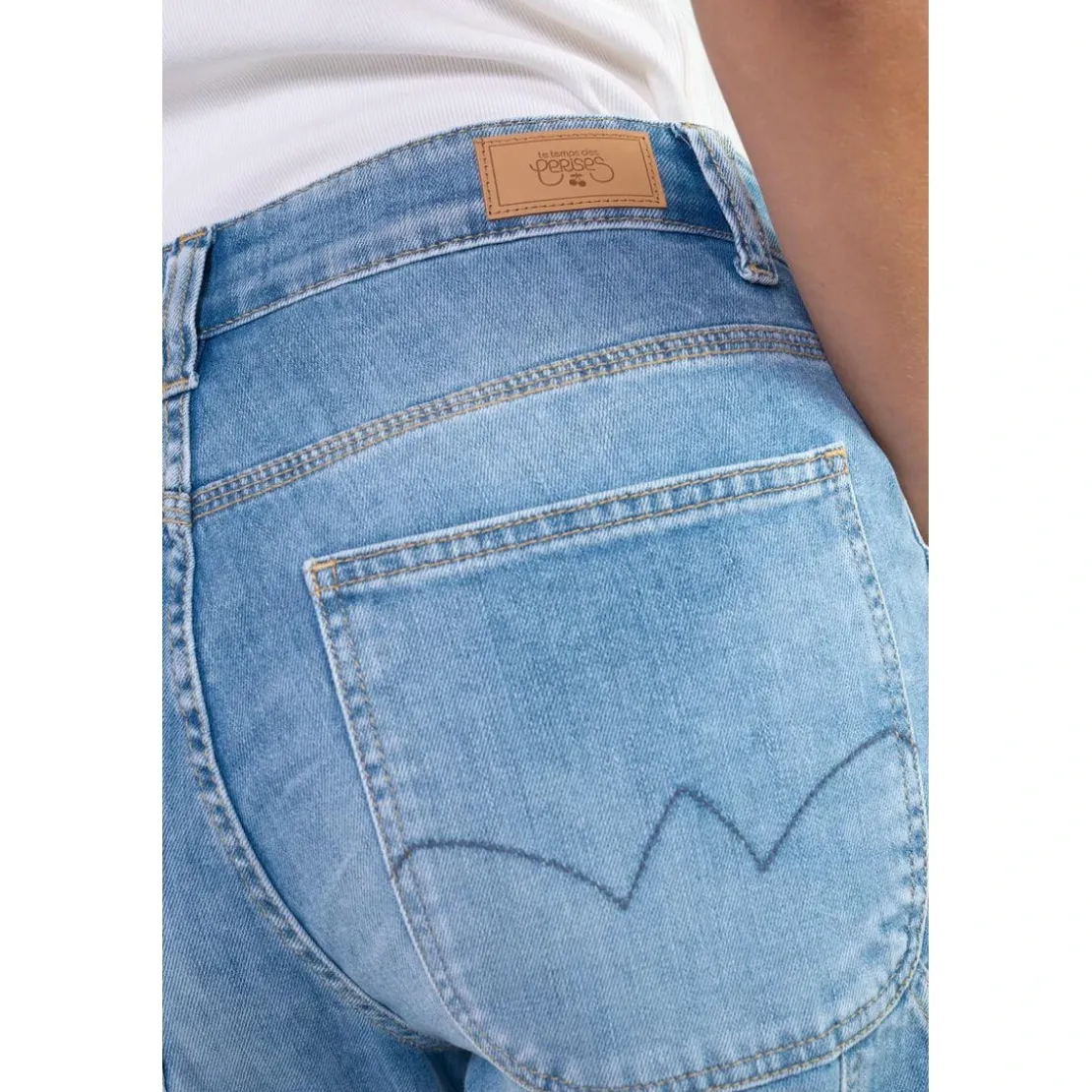 Le Temps des CerisesJeans loose, large 400/60 girlfriend taille haute, 7/8ème bleu Rose