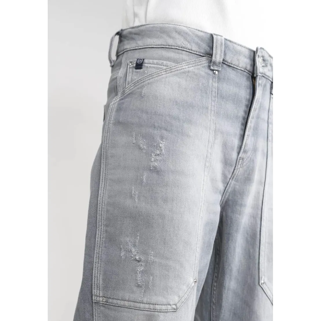 Le Temps des CerisesJeans loose, large 400/60 girlfriend taille haute, 7/8ème gris Ava