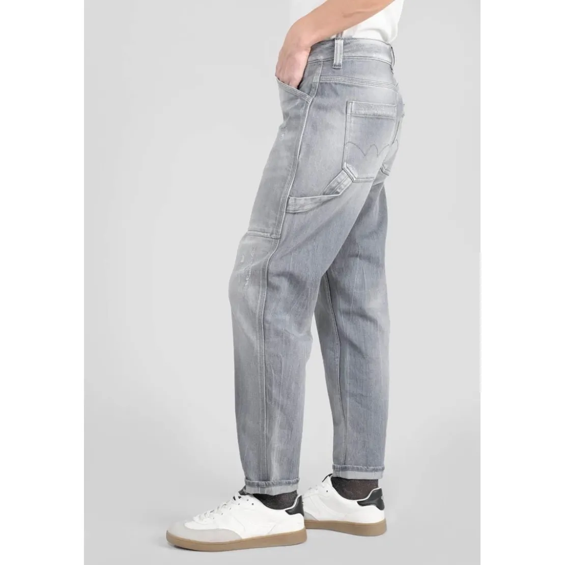 Le Temps des CerisesJeans loose, large 400/60 girlfriend taille haute, 7/8ème gris Ava