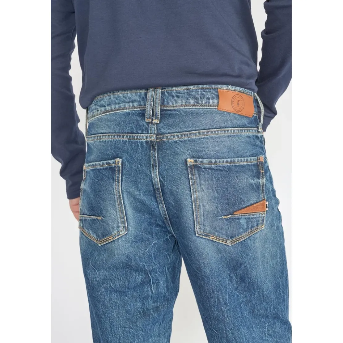 Le Temps des CerisesJeans loose, large 1998, 7/8ème bleu en coton Luca