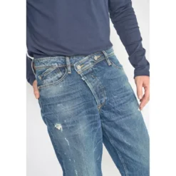 Le Temps des CerisesJeans loose, large 1998, 7/8ème bleu en coton Luca