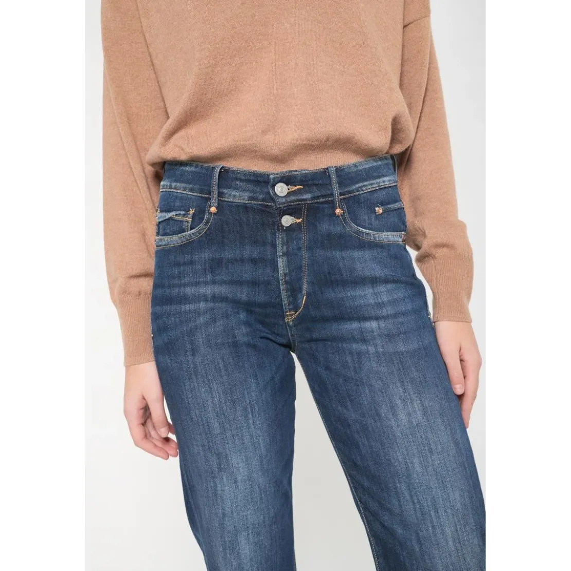 Le Temps des CerisesJeans mom 400/18, 7/8ème bleu en coton Dee