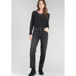 Le Temps des CerisesJeans mom 400/18, 7/8ème noir en coton