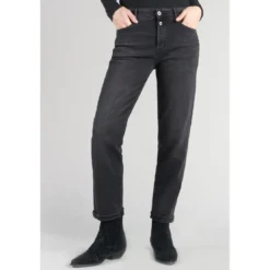 Le Temps des CerisesJeans mom 400/18, 7/8ème noir en coton
