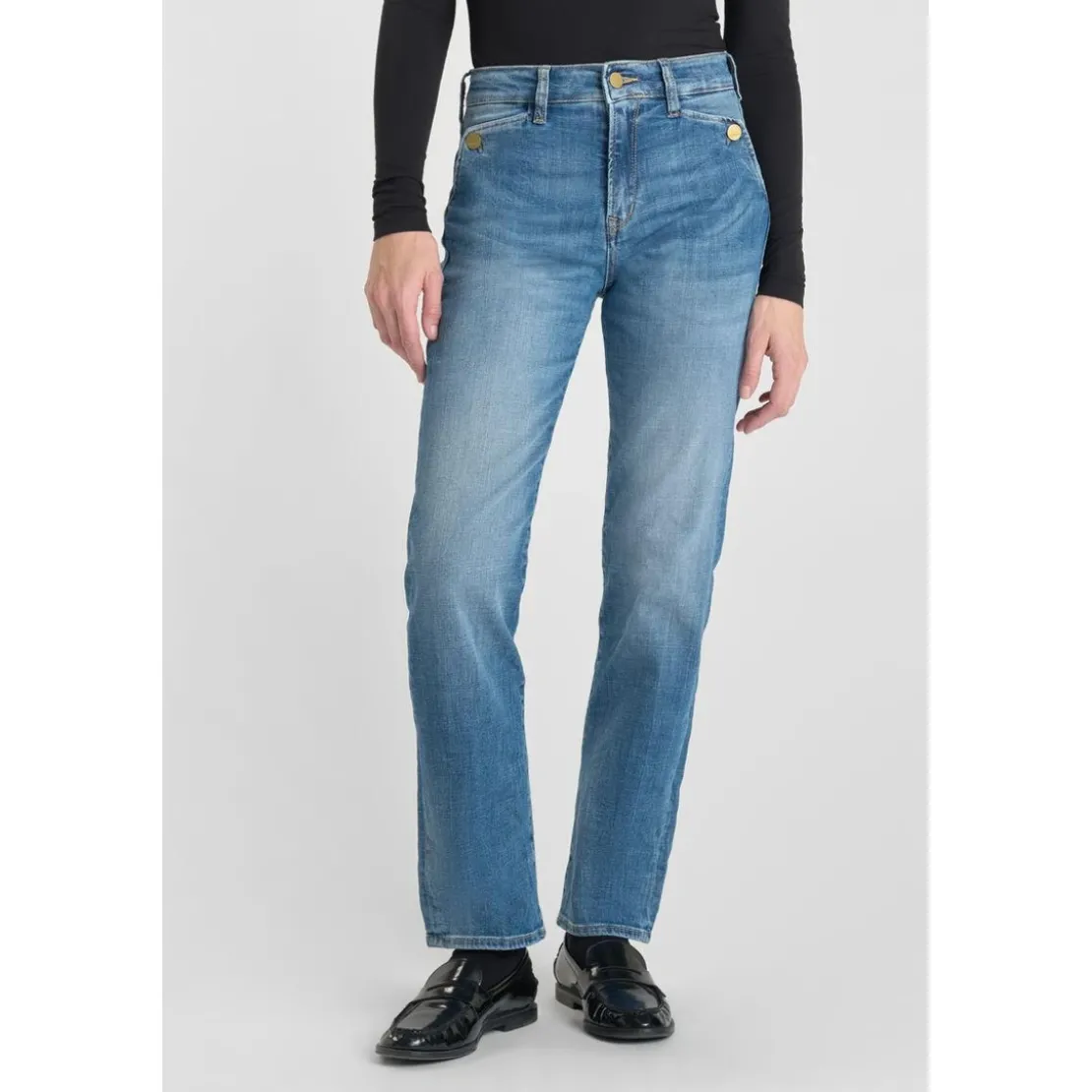 Le Temps des CerisesJeans mom , 7/8ème bleu en coton Lola