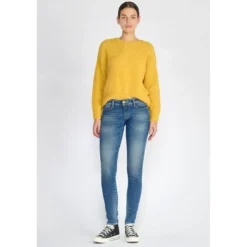Le Temps des CerisesJeans push-up slim PULP, longueur 33 bleu en coton Cléo