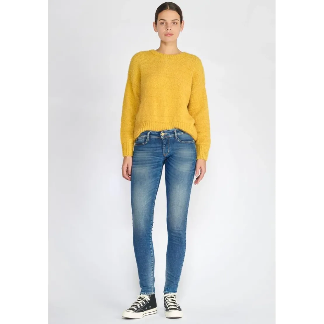 Le Temps des CerisesJeans push-up slim PULP, longueur 33 bleu en coton Cléo
