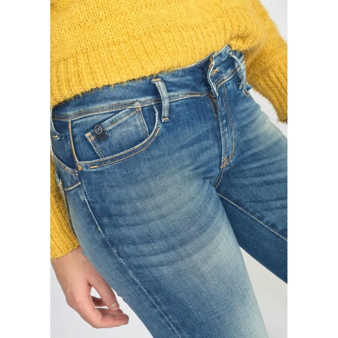 Le Temps des CerisesJeans push-up slim PULP, longueur 33 bleu en coton Cléo