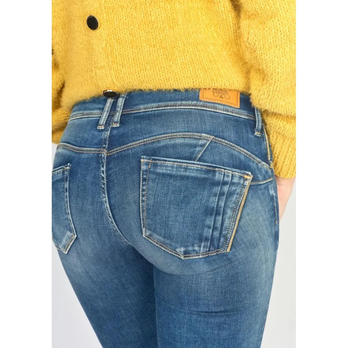 Le Temps des CerisesJeans push-up slim PULP, longueur 33 bleu en coton Cléo