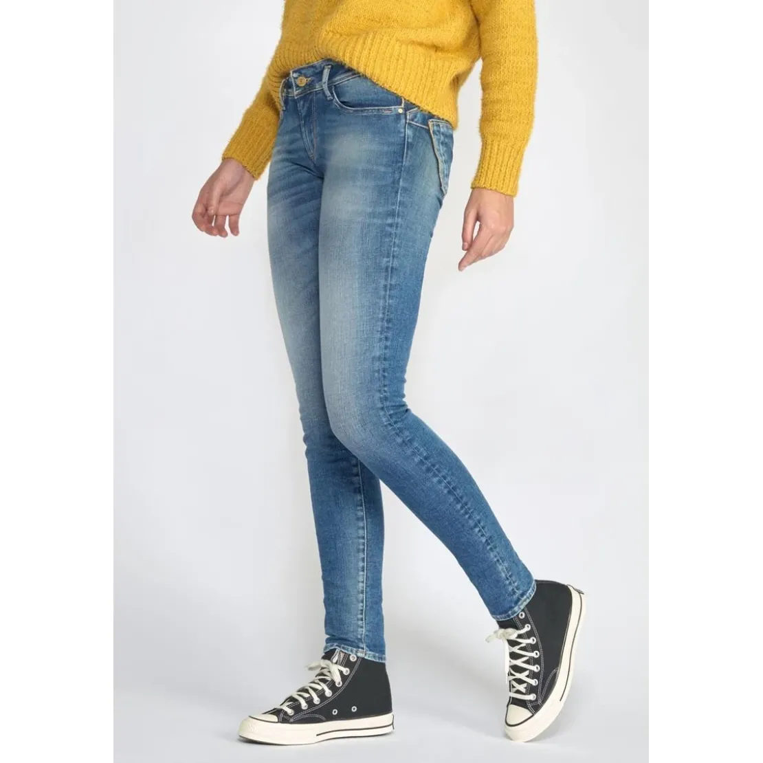 Le Temps des CerisesJeans push-up slim PULP, longueur 33 bleu en coton Cléo