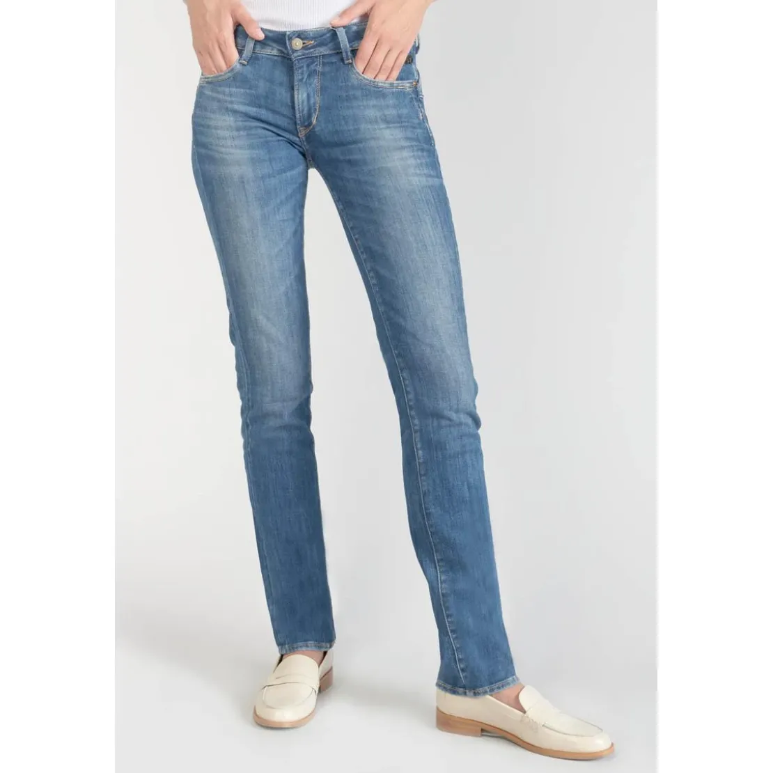 Le Temps des CerisesJeans push-up regular, droit PULP, longueur 34 bleu en coton Ana