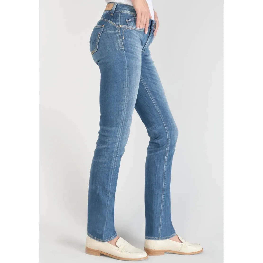 Le Temps des CerisesJeans push-up regular, droit PULP, longueur 34 bleu en coton Ana