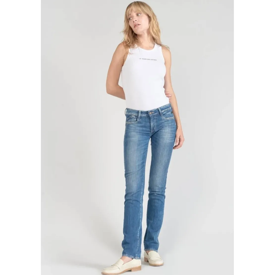 Le Temps des CerisesJeans push-up regular, droit PULP, longueur 34 bleu en coton Ana