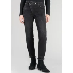 Le Temps des CerisesJeans push-up regular, droit taille haute PULP, 7/8ème noir en coton