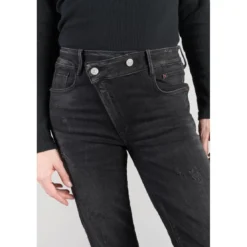 Le Temps des CerisesJeans push-up regular, droit taille haute PULP, 7/8ème noir en coton