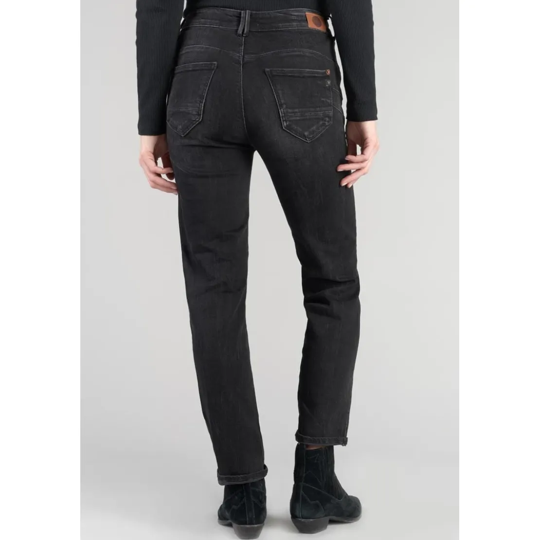 Le Temps des CerisesJeans push-up regular, droit taille haute PULP, 7/8ème noir en coton