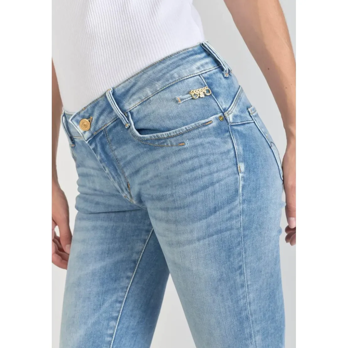 Le Temps des CerisesJeans push-up slim PULP, longueur 34 bleu en coton Clara