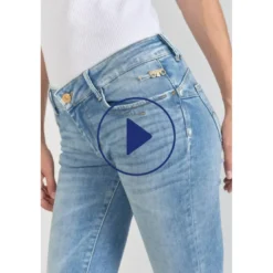 Le Temps des CerisesJeans push-up slim PULP, longueur 34 bleu en coton Clara