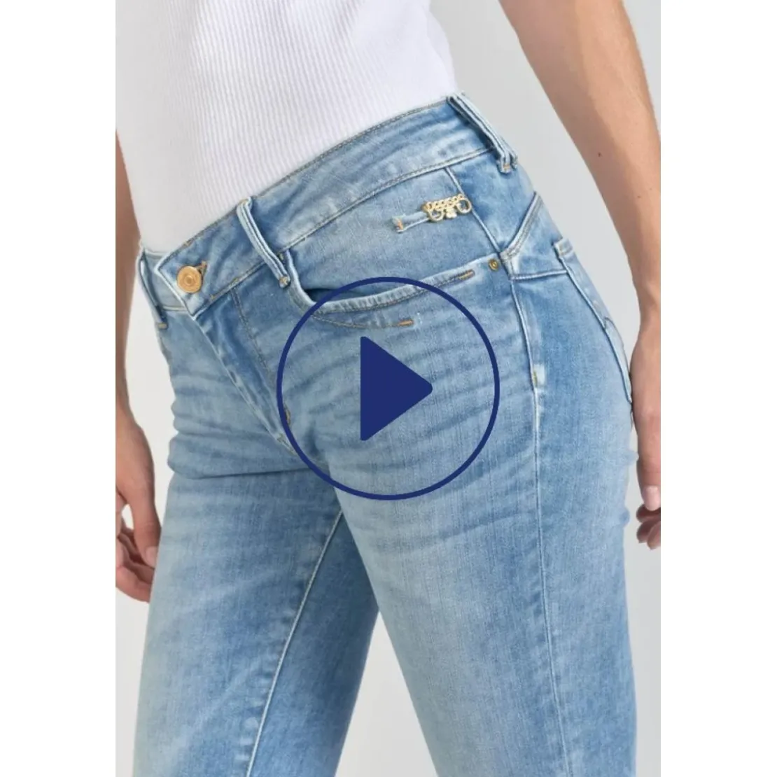 Le Temps des CerisesJeans push-up slim PULP, longueur 34 bleu en coton Clara