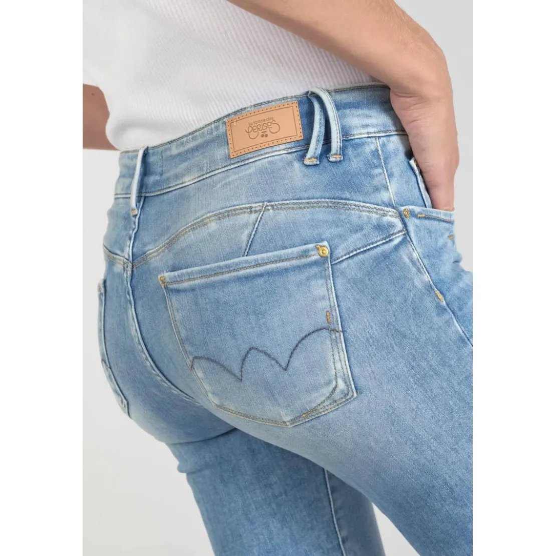 Le Temps des CerisesJeans push-up slim PULP, longueur 34 bleu en coton Clara