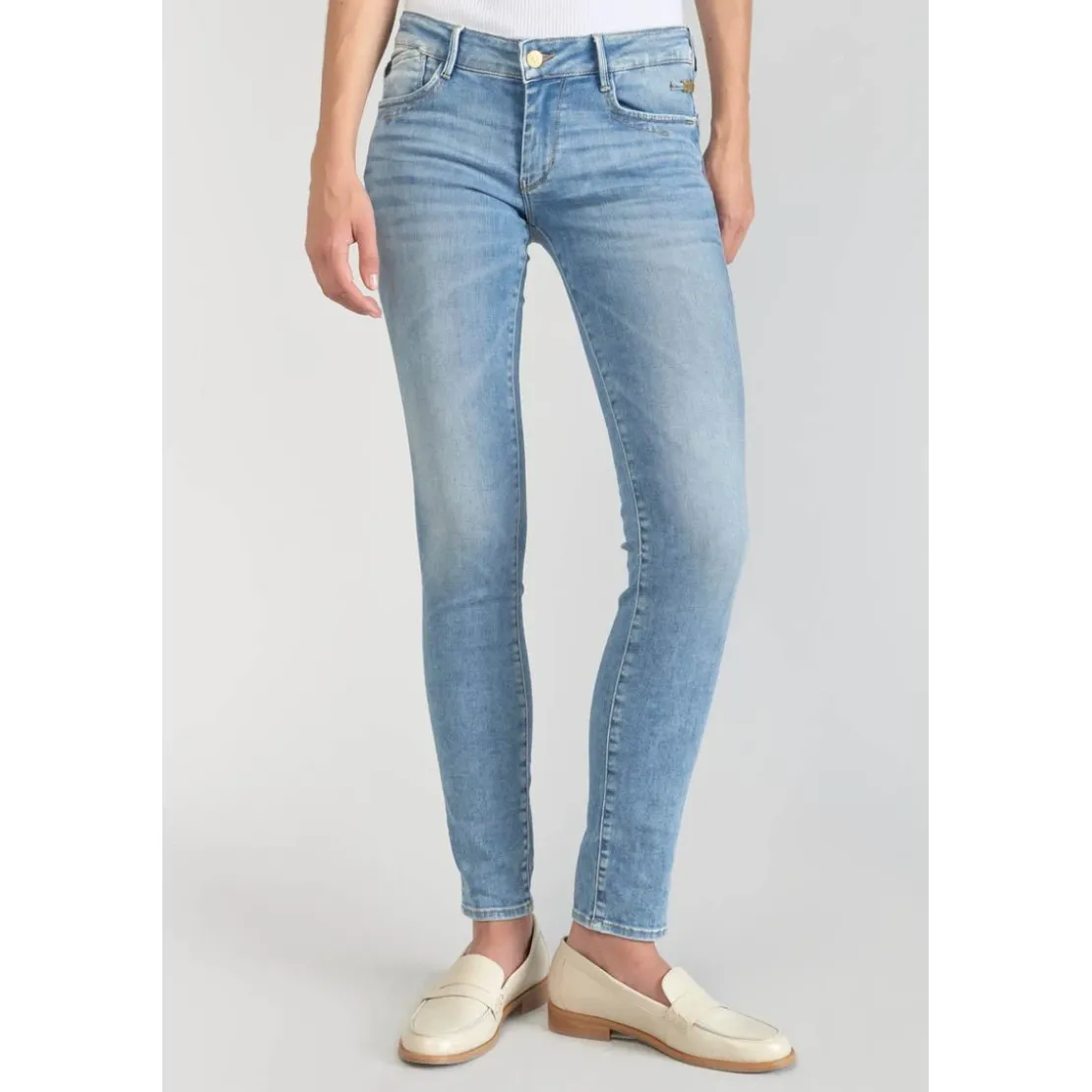 Le Temps des CerisesJeans push-up slim PULP, longueur 34 bleu en coton Clara