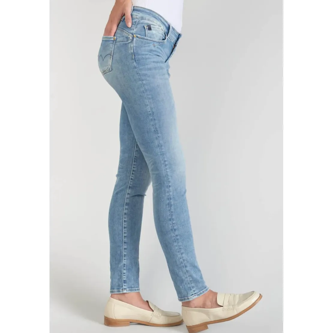 Le Temps des CerisesJeans push-up slim PULP, longueur 34 bleu en coton Clara