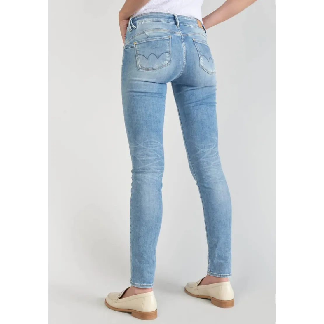 Le Temps des CerisesJeans push-up slim PULP, longueur 34 bleu en coton Clara