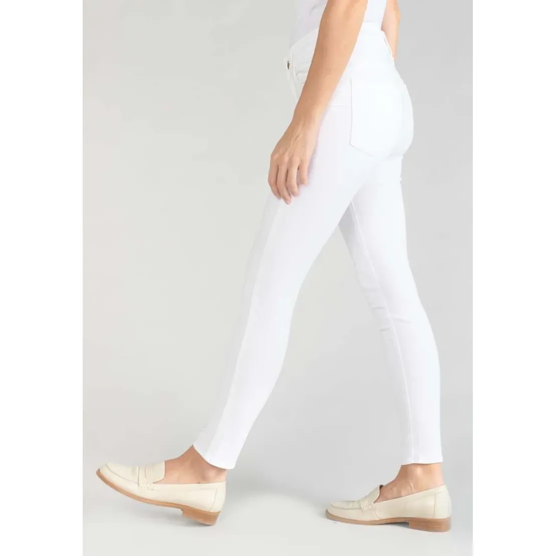 Le Temps des CerisesJeans push-up slim taille haute PULP, 7/8ème blanc en coton