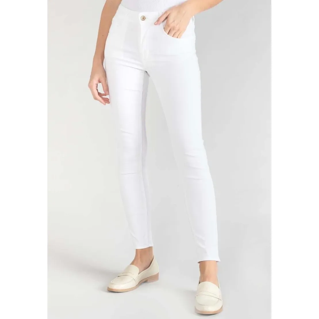Le Temps des CerisesJeans push-up slim taille haute PULP, 7/8ème blanc en coton