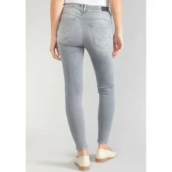 Le Temps des CerisesJeans push-up slim taille haute PULP, 7/8ème gris en coton Noémie