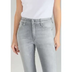 Le Temps des CerisesJeans push-up slim taille haute PULP, 7/8ème gris en coton Noémie