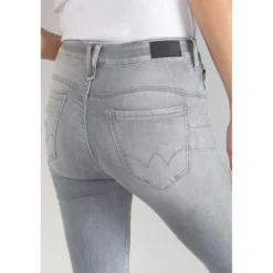 Le Temps des CerisesJeans push-up slim taille haute PULP, 7/8ème gris en coton Noémie