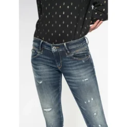 Le Temps des CerisesJeans push-up slim PULP, 7/8ème bleu en coton Agnes