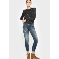 Le Temps des CerisesJeans push-up slim PULP, 7/8ème bleu en coton Agnes