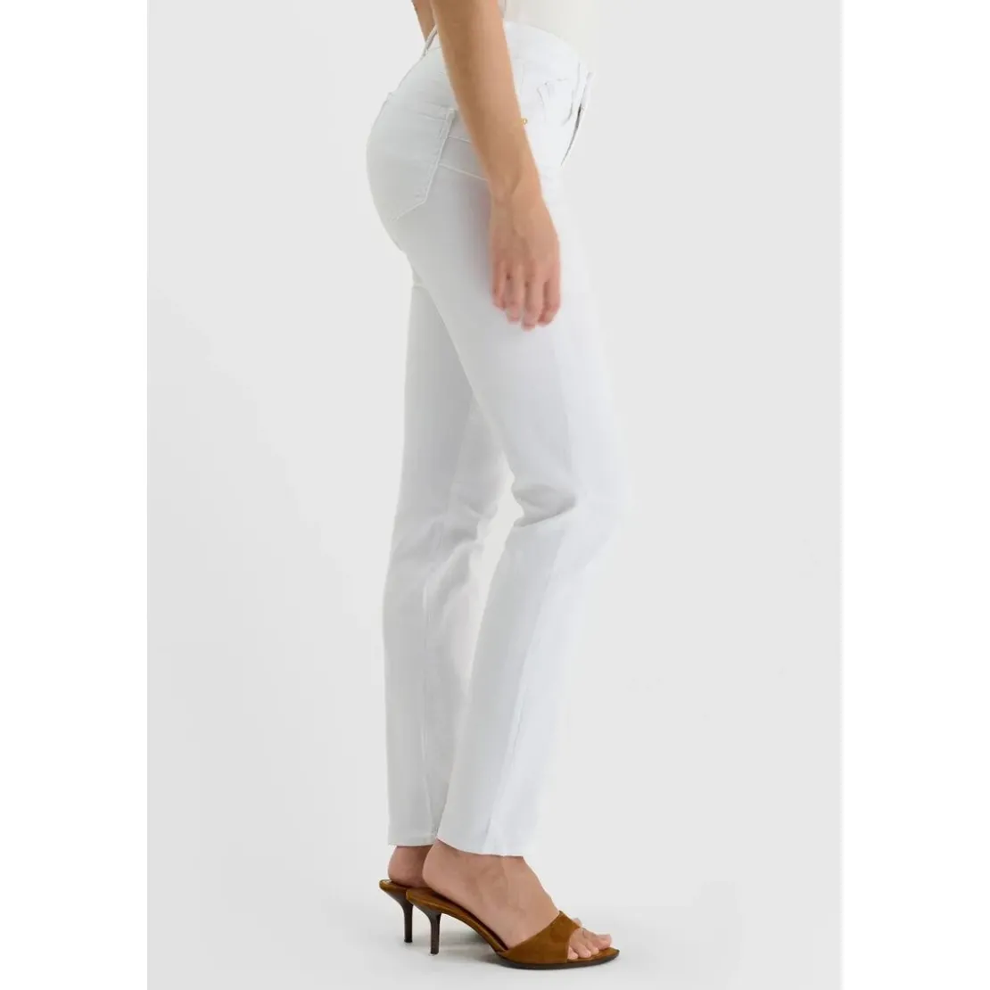 Le Temps des CerisesJeans push-up droite taille haute PULP, longueur 34 blanc Bea en coton