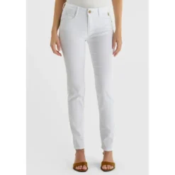 Le Temps des CerisesJeans push-up droite taille haute PULP, longueur 34 blanc Bea en coton