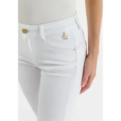 Le Temps des CerisesJeans push-up droite taille haute PULP, longueur 34 blanc Bea en coton