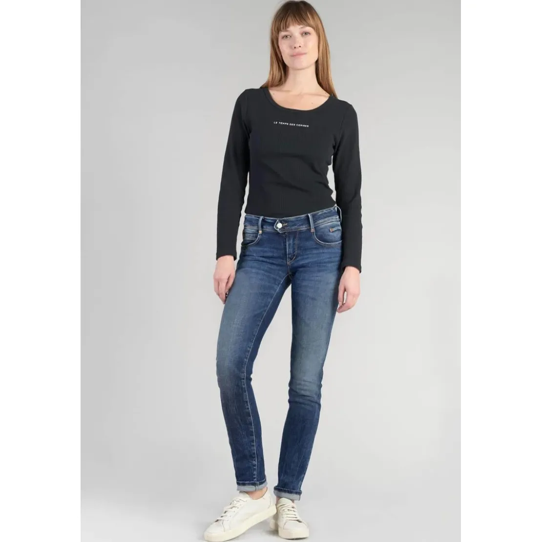 Le Temps des CerisesJeans push-up droit PULP bleu en coton