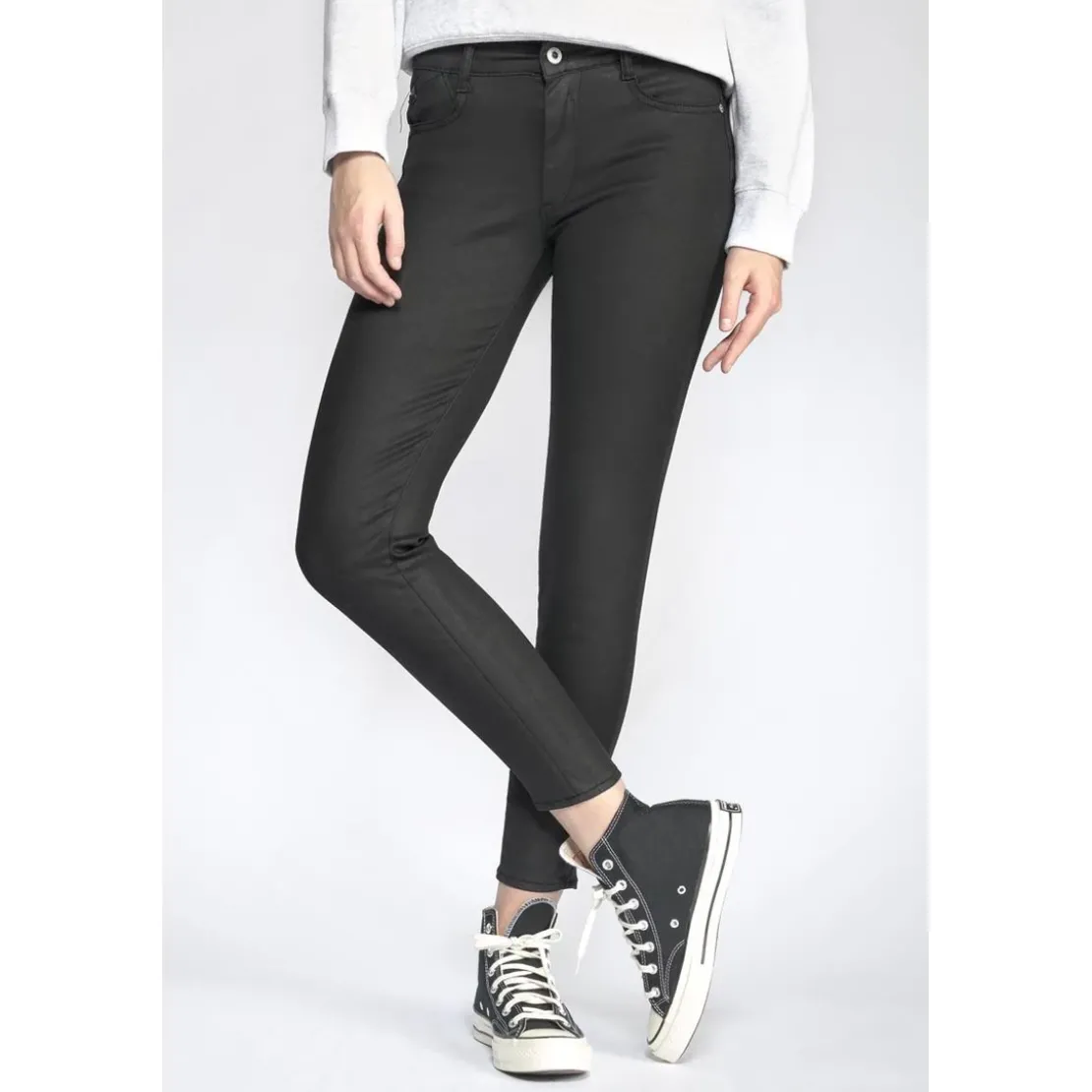 Le Temps des CerisesJeans push-up slim taille haute PULP, 7/8ème noir en coton Wren